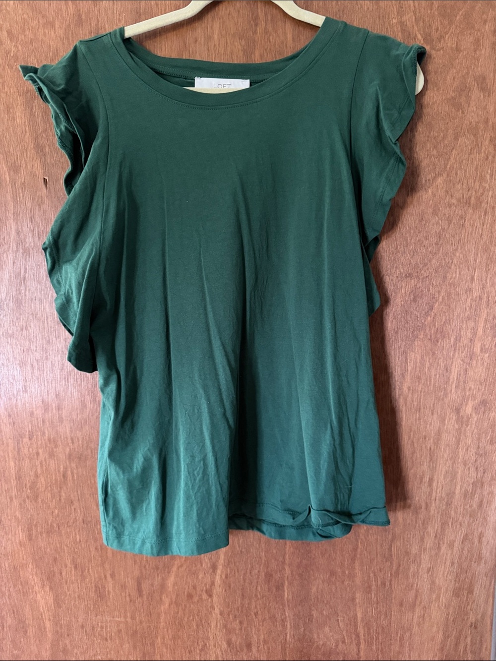 LOFT Forest Green Ruffle Sleeve Tank Top